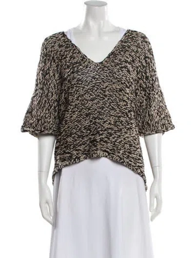 Pre-owned Duffy Tweed Pattern V-neck Sweater In Neutral