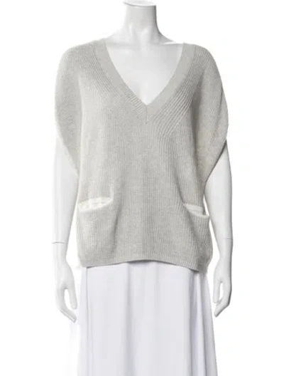 Pre-owned Duffy V-neck Sleeveless Top In Grey