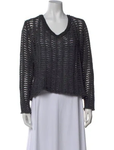 Pre-owned Duffy V-neck Sweater In Gray