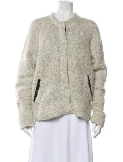 Pre-owned Duffy Wool Faux Fur Jacket In Gray