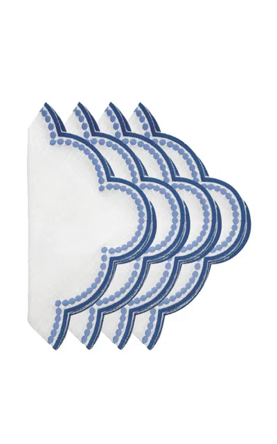 Duggan Society Lilibeth White/blue Napkins Set Of 4