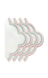 Duggan Society Lilibeth White/pink And Green Napkins Set Of 4