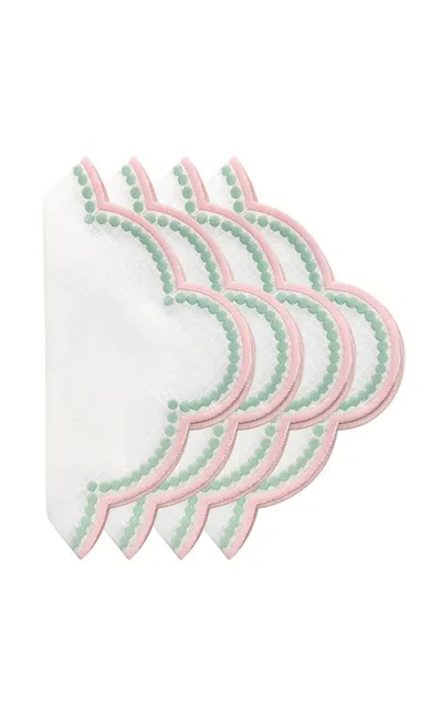 Duggan Society Lilibeth White/pink And Green Napkins Set Of 4