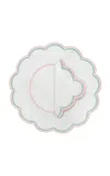 Duggan Society Lilibeth White/pink And Green Placemat (set Of 4) In Multi
