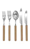 Duggan Society Raffia Beige Cutlery Set In Brown