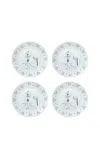 Duggan Society Tennis Boy Dessert Plate (set Of 4) In White