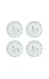 Duggan Society Tennis Girl Dessert Plate (set Of 4) In White