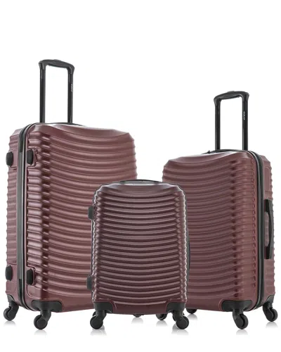 Dukap Adly Lightweight Hardside Spinner 3 Piece Set In Red