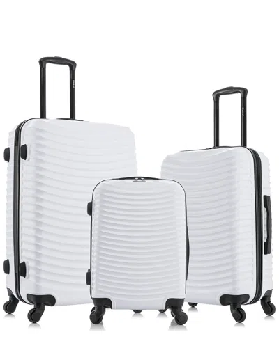 Dukap Adly Lightweight Hardside Spinner 3 Piece Set In White
