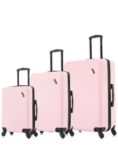 Dukap Discovery Lightweight Hardside Spinner 3 Piece Set In Pink