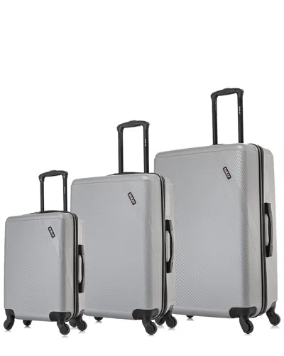 Dukap Discovery Lightweight Hardside Spinner 3 Piece Set In Silver