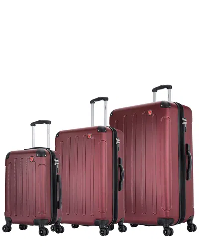 Dukap Intely Smart Hardside 3pc Set With Usb Port In Red