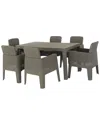 Dukap Lucca 7pc Dining Set Grey With Beige Cushions In Grey