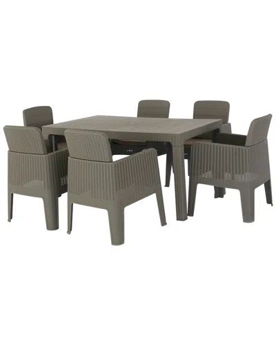 DUKAP DUKAP LUCCA 7PC DINING SET GREY WITH BEIGE CUSHIONS