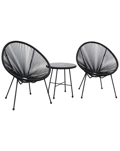 Dukap Sassio 3pc Conversation Patio Set In Black
