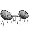 Dukap Sassio 3pc Conversation Patio Set In Black