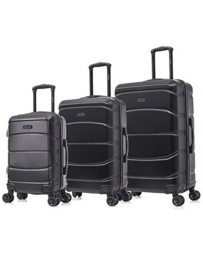 Dukap Sense Lightweight Hardside Spinner 3pc Luggage Set In Black