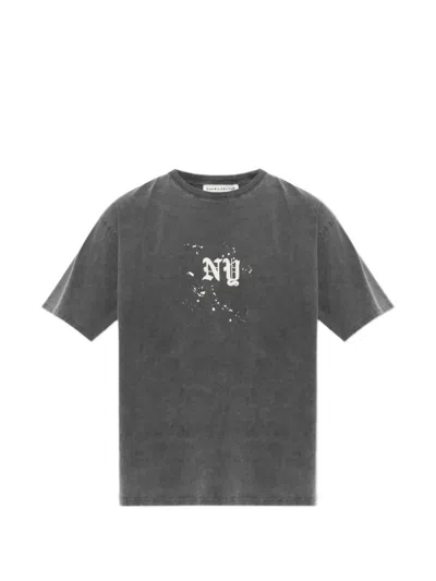 Duke & Dexter Acid-wash Graphic-print T-shirt In Gray