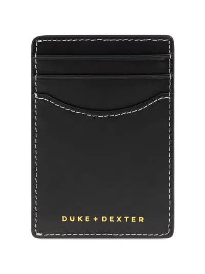 Duke & Dexter Dean Cherry-print Leather Cardholder In Black