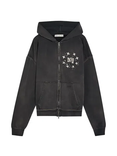 Duke & Dexter Distressed Zipped Hoodie In Black