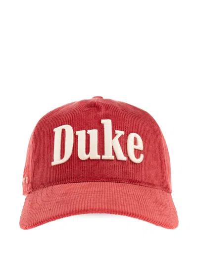 Duke & Dexter Logo-embroidered Corduroy Cap In Red