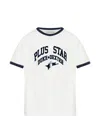 Duke + Dexter Plus Star Flock Printed Ringer Tee In White
