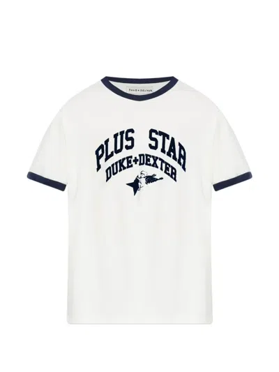 Duke & Dexter Logo-print Ringer T-shirt In White