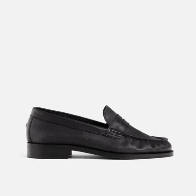 Duke + Dexter Ezra Pebble Pleated Penny Loafer In Black