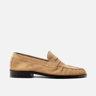 Duke + Dexter Men's Ezra Tan Suede Pleated Penny Loafer - Men's In Brown