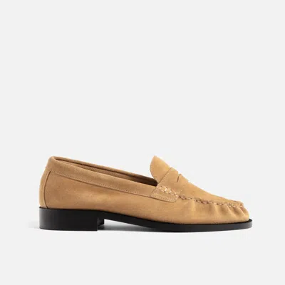 Duke + Dexter Men's Ezra Tan Suede Pleated Penny Loafer - Women's In Brown