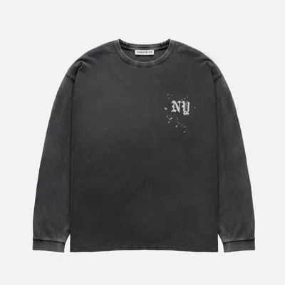 Duke + Dexter Men's Ny Paint Splatter Washed Grey Long Sleeve Top