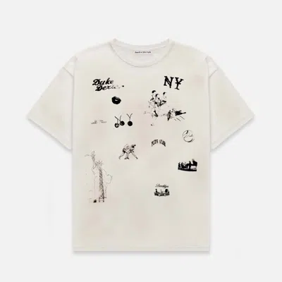 Duke + Dexter Men's Ny Sketch Vintage White T-shirt