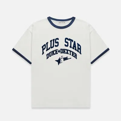 Duke & Dexter Men's Plus Vintage White + Navy Ringer T-shirt