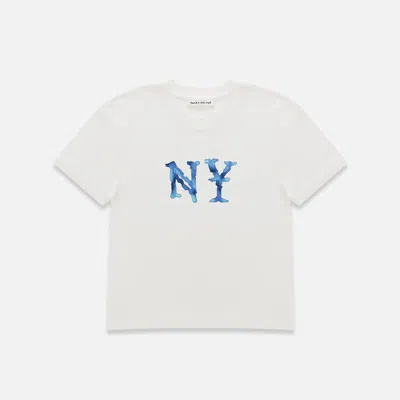 Duke + Dexter Men's Watercolour Ny Vintage White Baby Tee - Woen's