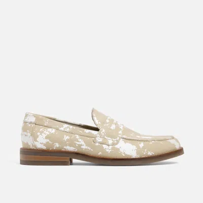 Duke + Dexter Men's Wilde Beige + White Painted Canvas Penny Loafer - Men's In Multi