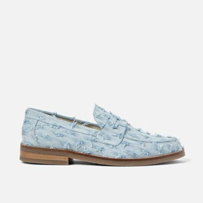 Duke & Dexter Men's Wilde Blue Punched Denim Penny Loafer - Men's