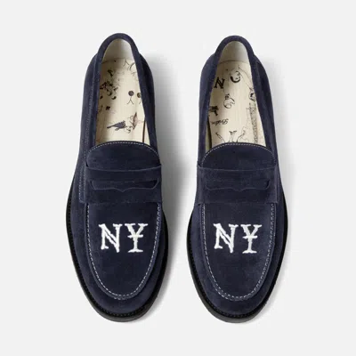 Duke + Dexter Men's Wilde Ny Navy Suede Penny Loafer - Men's
