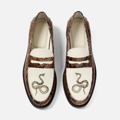 Duke & Dexter Men's Wilde Snake + White Penny Loafer - Men's
