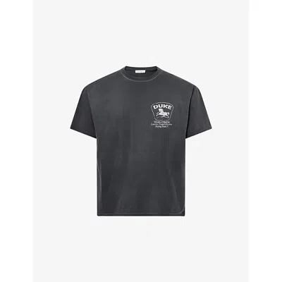Duke & Dexter Mens Black Dr Sponsors Washed Mono Cotton-jersey T-shirt