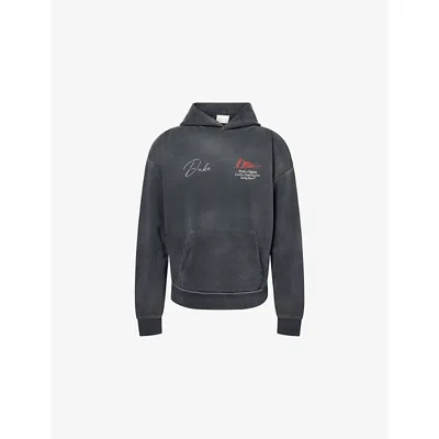 Duke & Dexter Mens Black Dr1 Helmet Washed Cotton-jersey Hoodie