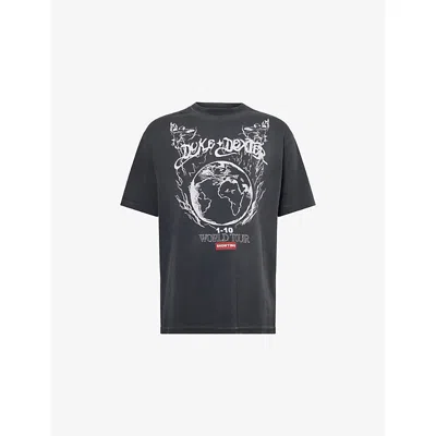 Duke & Dexter Mens Black Graphic-print Relaxed-fit Cotton T-shirt