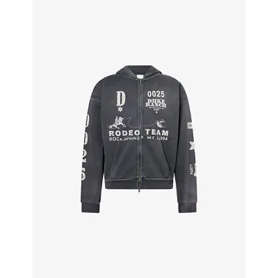 Duke & Dexter Mens Black Rodeo Team Relaxed-fit Cotton-jersey Hoodie