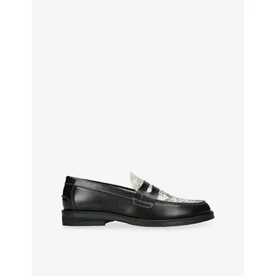 Duke & Dexter Mens Blk/white Wilde Fall Of Giants Penny Leather Loafers Eur 43 / 9 Uk In Black