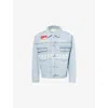 Duke & Dexter Mens Wreath Printed-text Denim Jacket Blue In Blue