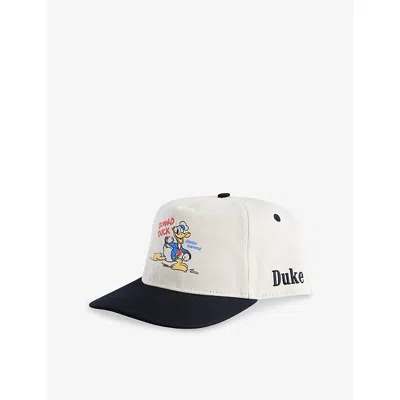 Duke & Dexter Mens Cream Duke + Dexter X Disney Donald Duck Cotton-twill Cap In White