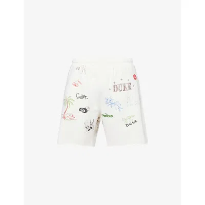 Duke & Dexter Mens Ecru Duke Sketch Regular-fit Cotton Shorts