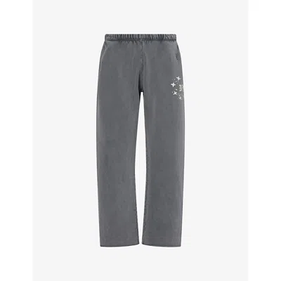 Duke & Dexter Mens Grey Ny Paint-splatter Cotton-jersey Jogging Bottoms In Gray