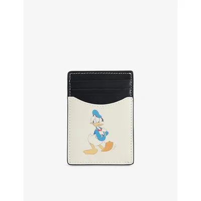 Duke & Dexter Mens Multi Duke + Deter X Disney Donald Duck Leather Card Holder In Black