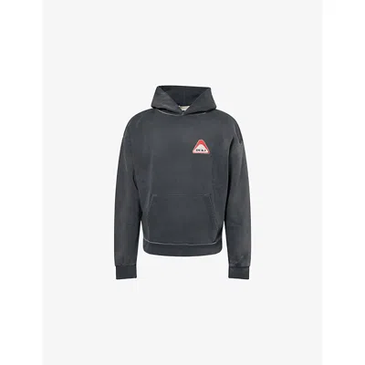 Duke & Dexter Mens Washed Black World Champ Graphic-print Cotton Hoody In Gray