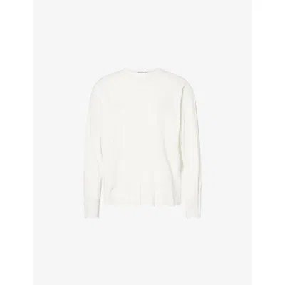 Duke + Dexter Mens White Cherub Vintage Long-sleeves Cotton-jersey Top